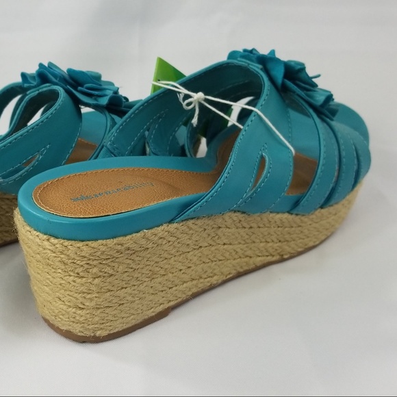 Sole Sense Ability Wedge Sandals Blue Floral NIB - Picture 4 of 7